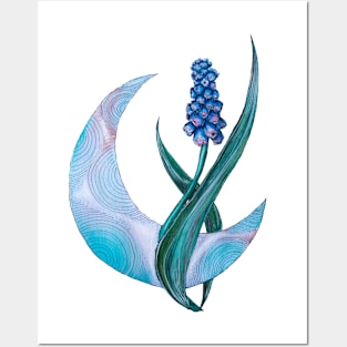 Muscari and the moon Posters and Art